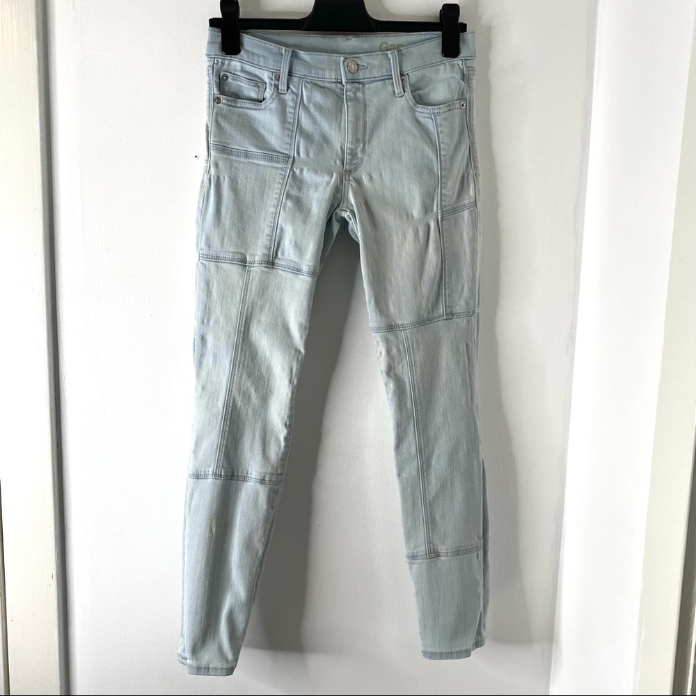 GAP Patchwork Bleached Crop True Skinny Jeans